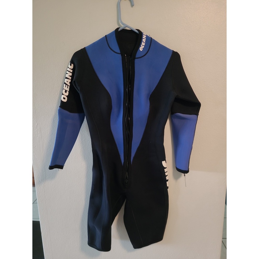 Oceanic USA Men's Sleeved Wetsuit Large Nylon Poly Neoprene Blue Black 3mm